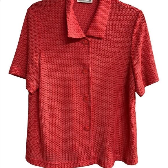 LADY DORBY, XLWomen’s Open-Weave, Orange Button Down - Picture 1 of 7